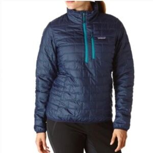 Women’s Patagonia nano puffer pullover quilted jacket navy size large